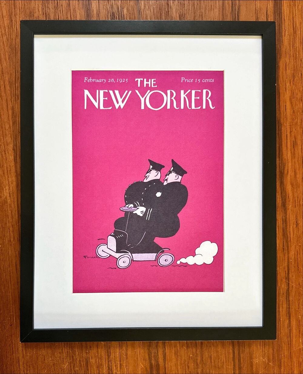 Framed 1925 The New Yorker Magazine February 28 Frueh Police Scooter